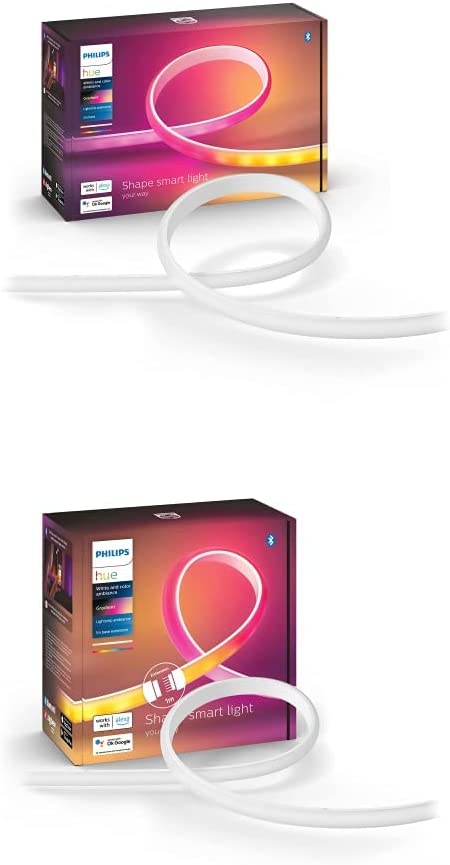 Philips Hue Bluetooth Gradient Ambiance Smart Lightstrip (6ft Base Kit   3ft Extension Bundle), White