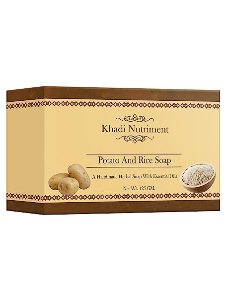 Nutriment Khadi Potato and Rice Soap Handmade Herbal Soap with Oil Removes Skin Impurities Refreshing Skin Cleans Dirt and Oil Skin Whitening Soap for Unisex, 125g (Pack of 1)