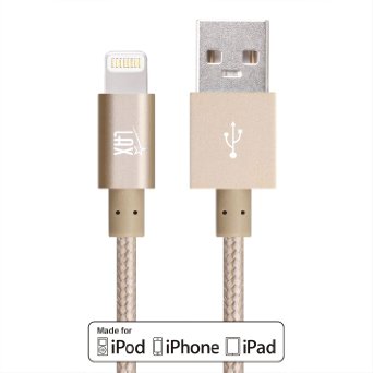 LAX Apple Certified 1 Year Warranty iPhone Lightning Cable 4 FT Long for iPhone 5 5S 6 6s 6S iPad Air iPad mini Gold