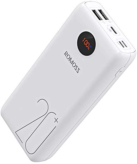 ROMOSS USB C Power Bank, 20000mAh PD Portable Charger 18W 3 Outputs and 3 Inputs External Battery Packs Compatible for iPhone 11/11 Pro, iPad Pro, Nintendo Switch, Samsung S8 and Other Smart Devices