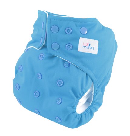 Leak Free Dual Opening Pocket Cloth Diaper 1 Size with 2 Types of Bamboo Insert for Newborn to Toddler Blue