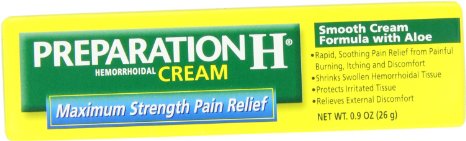 Preparation H Hemorrhoidal Cream Maximum Strength Pain Relief Smooth Cream Formula with Aloe 09 oz 26 g