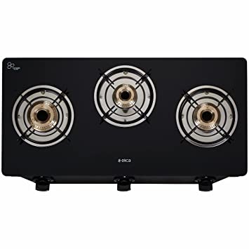 Elica Vetro Glass Top 3 Burner Gas Stove with 1 Jumbo Burner (CT VETRO 370 J)