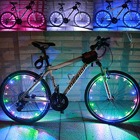 LEDMO（2 pack）Rechargeable Bicycle Bike Rim Lights, Bicycle Wheel Wire Rim 41 LED Cycling Flash Light, LED Colorful Wheel Lights, Perfect for Safety and Fun Multi-color - Chargeable