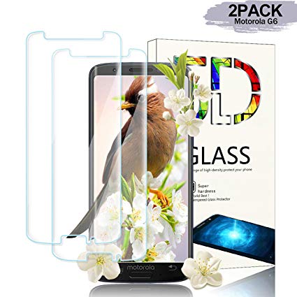 Anzuo [2-Pack] Moto G6 Screen Protector,[Case Friendly][Anti-Scratch] [HD][Anti-Fingerprint][Anti-Bubble][9H Hardness] Screen Protector for Motorola G6