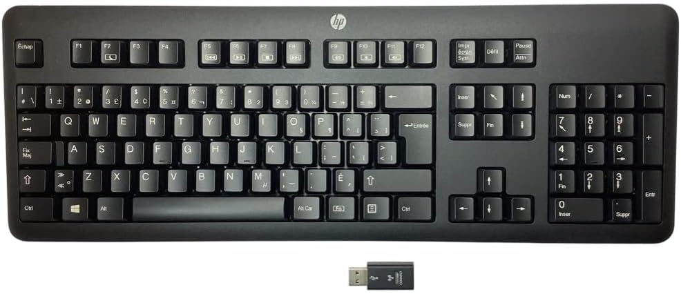 HP French Canadian Wireless Keyboard w Dongle 701426-121 690500-122 Jack Black Color