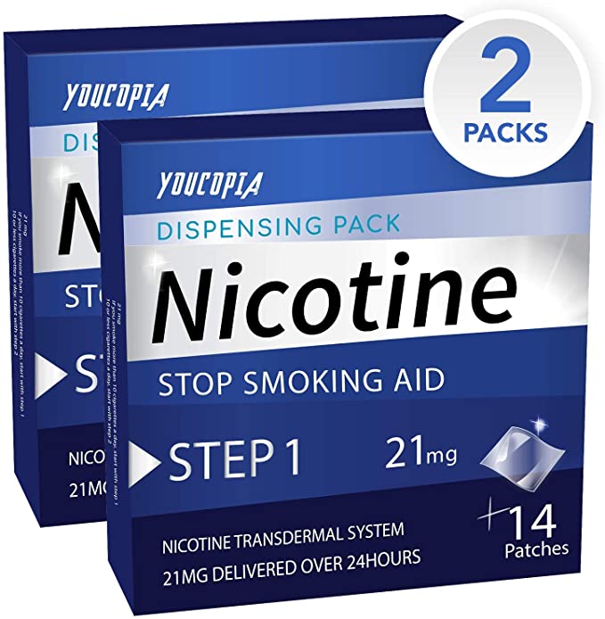 YouCopia Nicotine Transdermal System Stop Smoking Aid Patches, 21mg Delivered Over 24 Hours, 14 Patches (2 Packs)