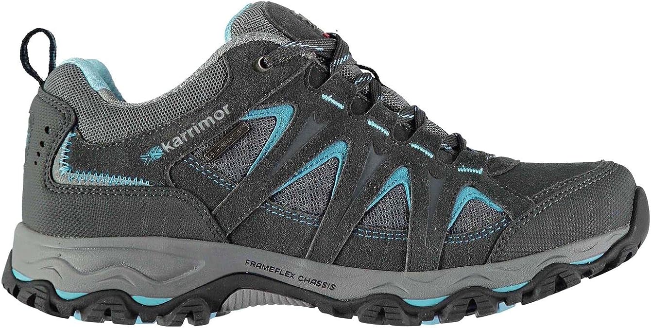 Karrimor Womens Mount Low Ladies Walking Shoes Waterproof Lace Up Hiking Grey/Blue UK 7 (41)