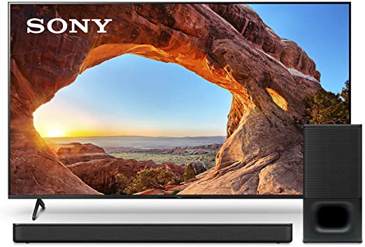 Sony X85J 65 Inch TV: 4K Ultra HD LED Smart Google TV with Dolby Vision HDR and Alexa Compatibility KD65X85J- 2021 Model with Sony HT-S350 Soundbar with Wireless Subwoofer: S350 2.1ch