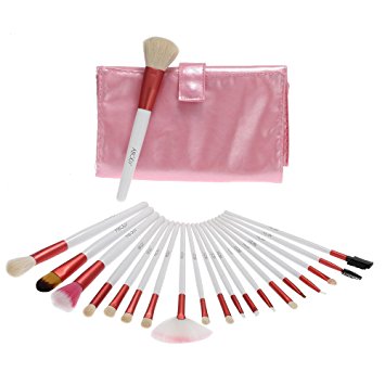 Abody 20Pcs Professional Makeup Brush Set Essential Cosmetic Make Up Brushes Kit Powder Brush Eyeshadow Eyeliner Eyebrow Brush   Leather Bag