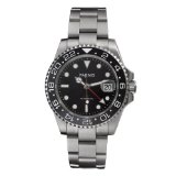 Fanmis Ceramic Bezel Gmt-master Ii Black Dial Automatic Mechanical Ladies Mens Silver Steel Watch Pa-253
