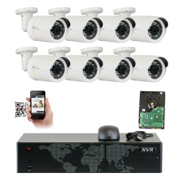 GW Security 8 Channel 5MP NVR 1920P IP Camera Network POE Video Security System - Eight 5.0 Megapixel (2592 x 1920) Weatherproof Bullet Cameras, Quick QR Code Easy Setup, Pre-installed 2TB Hard Drive