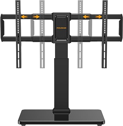 Perlegear Swivel TV Stand Mount, Universal TV Stand for 37-80 inch TVs, Height Adjustable Tabletop TV Stand Holds up to 99 lbs, Preassembled InstaMount Front Support, Max VESA 600x400mm, PGTVS28