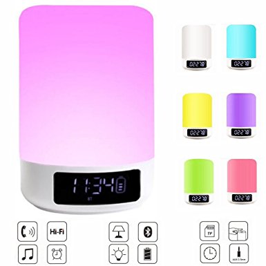 Elecstars Bedside Lamp with Bluetooth Speaker, Touch Control Night Light, Warm Relaxing LED Colors for Better Sleep, Great for Living Room and Bedroom, Best Gifts for Women Men Teens Kids Children Sleeping Aid (White)