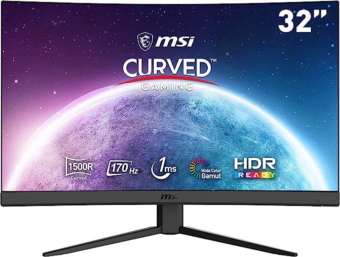 MSI Optix G32CQ4 E2 QHD 1500R Curvature 16:9 Aspect Ratio Non-Glare Super Narrow Bezel 1ms 2560 x 1440 170Hz Refresh Rate Tilt Adjustment AMD FreeSync 32"