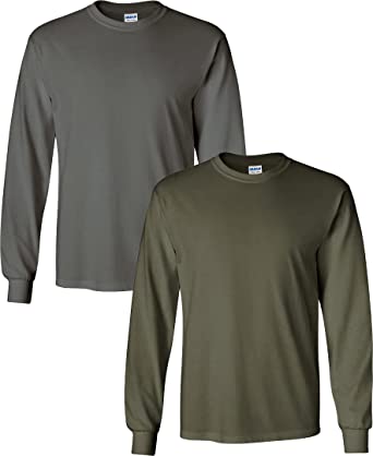 Gildan Men's Heavy Cotton Long Sleeve T-Shirt, Style G5400, 2-Pack