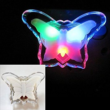 Estore Colorful Butterfly LED Night Lamp Color Changing plug-in Lights Nightlight for Kids Nursery Décor for Home Bedroom Decoration Gift