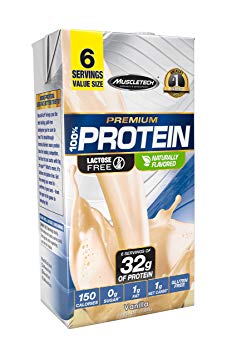 MuscleTech High Protein Shake, 32g Protein, Ready to Drink, Lactose Free Protein, No Sugar, Low Carbs, Vanilla, 6 Servings (1.89L)