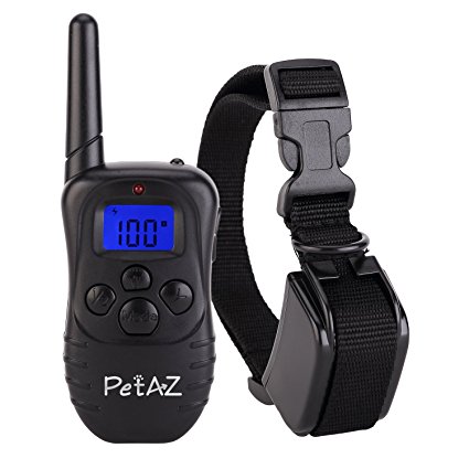 PetAZ Dog Training Collar With Remote Rechargeable & Waterproof LCD Screen 330 Yard Beep/Vibration/Shock Electric Train Collars For Small,Medium,Large Pets&Dogs