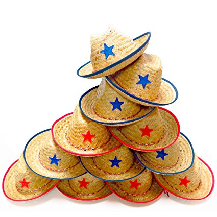 Dozen Straw Cowboy Hats for Kids - Makes Great Birthday Party Hats for Boys and Girls
