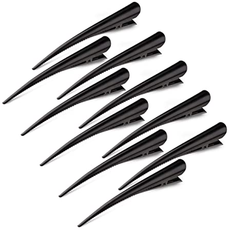 Large Alligator Hair Clips for Styling Salon Sectioning, GLAMFIELDS 5 inch Rust-Proof Durable Non-Slip Duckbill Metal Teeth Clips for Women Thick and Thin Hair (10 Pack) Black