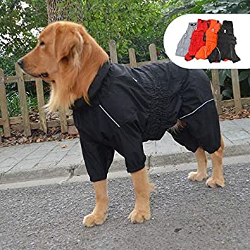 Dogs Waterproof Jacket, Lightweight Waterproof Jacket Reflective Safety Dog Raincoat Windproof Snow-Proof Dog Vest for Small Medium Large Dogs Black 5XL