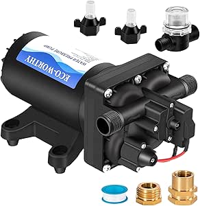 ECO-WORTHY RV Fresh 12V Water Pump with Pressure Switch 5.5GPM 70PSI, 12 Volt Water Transfer Pressure Pump, Washdown Sprayer Diaphragm Pumps for Boats Camper Travel Trailer Marine