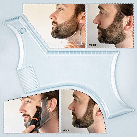 Techson Beard Styling Comb, Transparent Trimming Grooming Stencil, Crystal Clear Shaping Template Guide for Men, Male