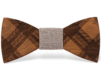 Two Guys Bow Tie Co. Men's Wood Bow Tie- Floyd Walnut Wood Bow Tie