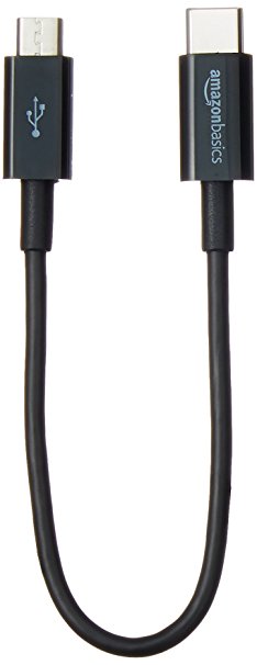 AmazonBasics USB Type-C to Micro-B 2.0 Cable - 6 Inches (15.2 Centimeters) - Black