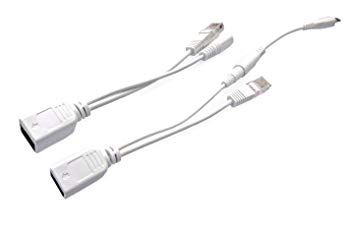 Raspberry Pi/micro-USB PoE injector   splitter cable set white (passive PoE)