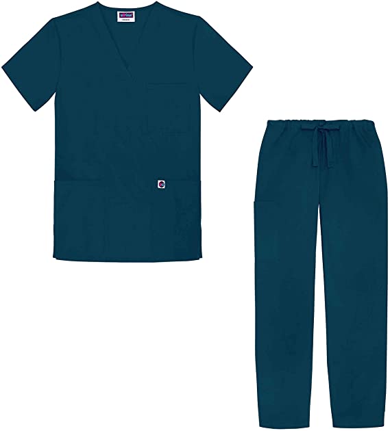 Sivvan Unisex Classic Scrub Set V-Neck Top/Drawstring Trousers