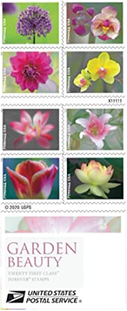 Garden Beauty Forever Postage Stamps Book of 20 US Postal First Class Wedding Celebration Anniversary Flower Party (20 Stamps)