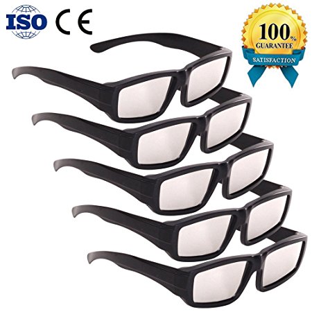 Chic Belle Solar Eclipse Glasses - 2017 Safety Plastic Goggles with CE and ISO Certified for Direct Sun Viewing, Eye Protection , Block Sun Ultraviolet UV Lights (5 Pack - Black)