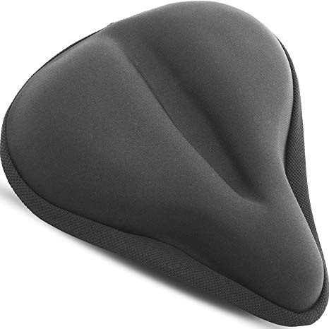 Bikeroo Large Exercise Bike Gel Seat Cushion by Most Comfortable Bicycle Saddle Cover for Women and Men by Fits Cruiser and Stationary Bikes, Indoor Cycling, Spinning