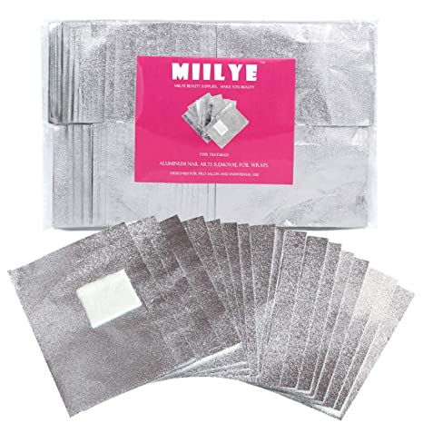 MIILYE Nail Foil Wraps Remover for Acrylic/UV/Gel Polish Soak-off Removal, with Pre-attached Lint Free Pad (Pack of 100)