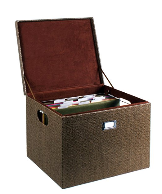 G.U.S. Decorative Office File and Portable Storage Box For Hanging Folders Letter Or Legal, Woven Rattan