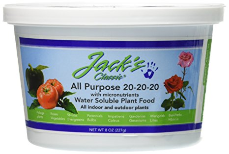 J R Peters Jacks Classic 20-20-20 All Purpose Fertilizer, 8-Ounce