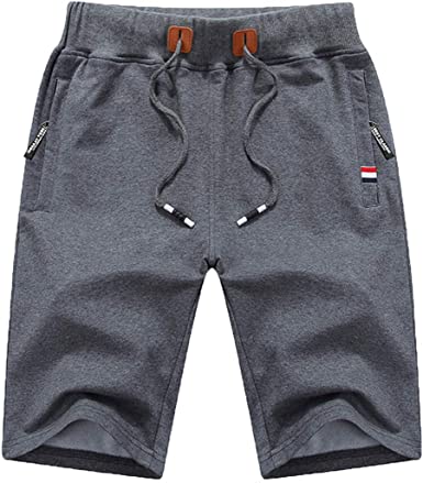 QPNGRP Mens Shorts Casual Drawstring Zipper Pockets Elastic Waist