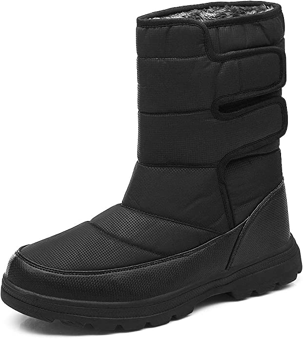 Mens Snow Boots Winter Boot Waterproof Light Weight High Top with Fur Lined Outdoor