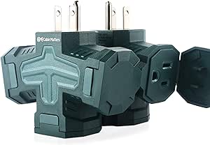 [ETL Listed] Cable Matters 2-Pack 3 Way Outdoor Plug Splitter 15A 1875W (Indoor/Outdoor Multi Plug Outlet, 3 Way Plug Adapter)