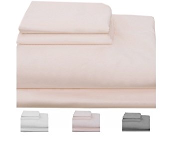 Homefair Linen Bedsheet 400 Thread Count 100% Egyptian Cotton Queen Sheet Set, 4 Piece Bedding Set, Elastic 16 inch Deep Pocket, Edge Hemstitch, Ivory