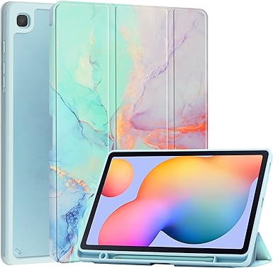 KuRoKo Galaxy Tab S6 lite 10.4 2022/2020 Sleep Case with Pen Holder Ultra Slim Lightweight Shockproof Cover with Clear Transparent Back Shell for Galaxy Tab S6 lite 10.4 (SM-P610/P613/P615/P619)
