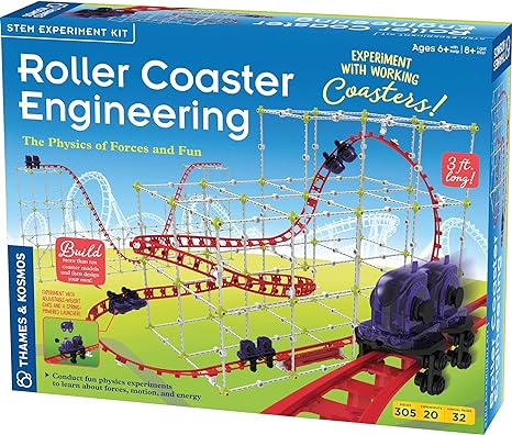 Thames & Kosmos Roller Coaster Engineering STEM Kit | Design, Build, Experiment w/Working Roller Coaster Models | Explore Physics, Forces, Motion, Energy, Velocity & More | Solve Building Challenges