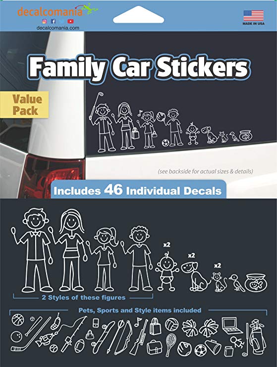 White Line Stick Family Stickers DIY Kit - Includes 46 Decals