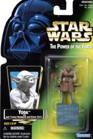 Star Wars, The Power of the Force Green Card, Yoda Action Figure, 3.75 Inches