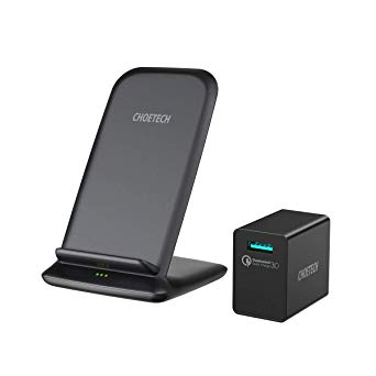 CHOETECH 15W Wireless Charger, Wireless Charging Stand 15W Compatible LG V30/V30 /V35/G8, 7.5W Compatible iPhone Xs Max/XR/XS/X/8/8 , 10W Fast-Charging Galaxy S10/S10 /S10E/S9(with QC 3.0 AC Adapter)