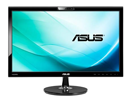 Asus VK228H 21.5 Inch Widescreen LED Multimedia Monitor (1920x1080, 5ms, VGA, DVI-D, HDMI, HD Webcam) - Black