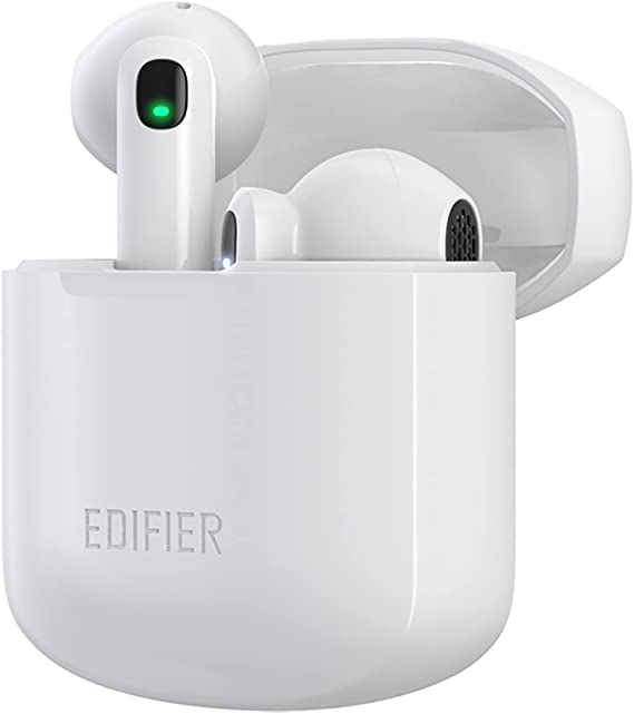 Edifier W200T Mini True Wireless Earbuds, Bluetooth 5.1 Headphones with 22H Playtime, Noise Cancelling TWS in-Ear Earphones with Mic, IP54 Waterproof Headset for Sports Workout Running Travel - White