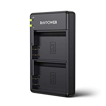 EN-EL15 EN EL15a RAVPower Dual Slot Battery Charger Compatible with Nikon D750, D7200, D7500, D850, D610, D500, MH-25a, D7200, Z6, D810 Batteries(Micro USB Port)